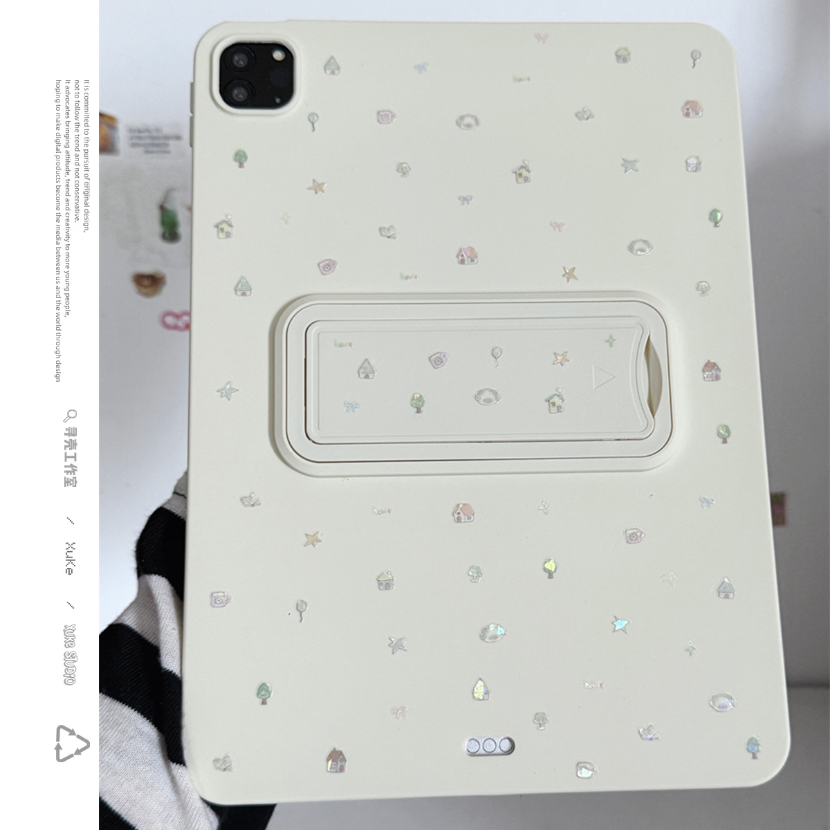 韩风炫彩小房子亲肤支架适用苹果华为2025ipadpro保护套TPU平板Air3467壳第十代小红米MatepadS软89少女可爱1