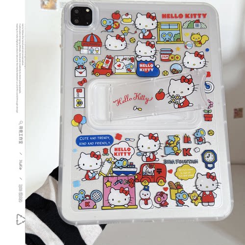 PET凯蒂猫kitty可调节适用苹果三星华为2025ipadpro保护套平板Air34678壳第十代小米Matepad女S可爱软9A简约1