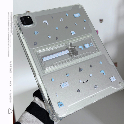 带笔槽云灰音符海豚适用支架透明2026ipadpro苹果华为保护套防摔平板Air345789壳第十代12.9寸matepad11.5SA9