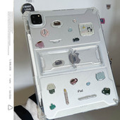 涂鸦咖啡猫咪支架透明适用苹果华为三星小米2025ipadpro保护套平板Air4678壳带笔槽第十代12.9寸matepad少女S