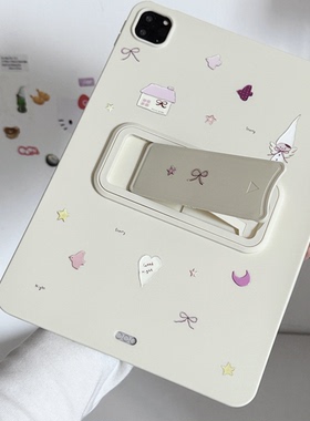 ins韩风长帽小天使乳白色支架适用三星华为2025ipadpro保护套TPU平板Air3467壳第十代小红米Matepad女S软89A1