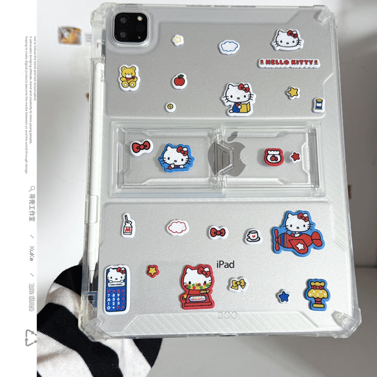 泡泡贴飞机凯蒂猫kitty适用苹果三星华为2025ipadpro保护套支架平板Air3468壳带笔槽第十代12.9寸matepad透明
