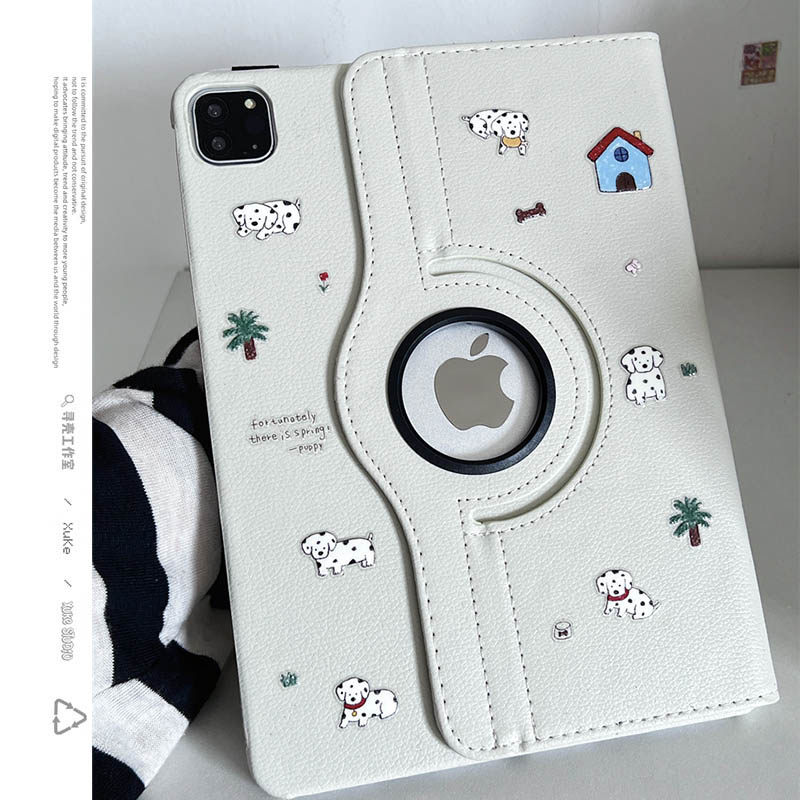 【皮质旋转】椰树斑点狗适用苹果华为matepad11.5S平板2024ipadmini壳第九十代6789air保护套pro少女硬简约韩