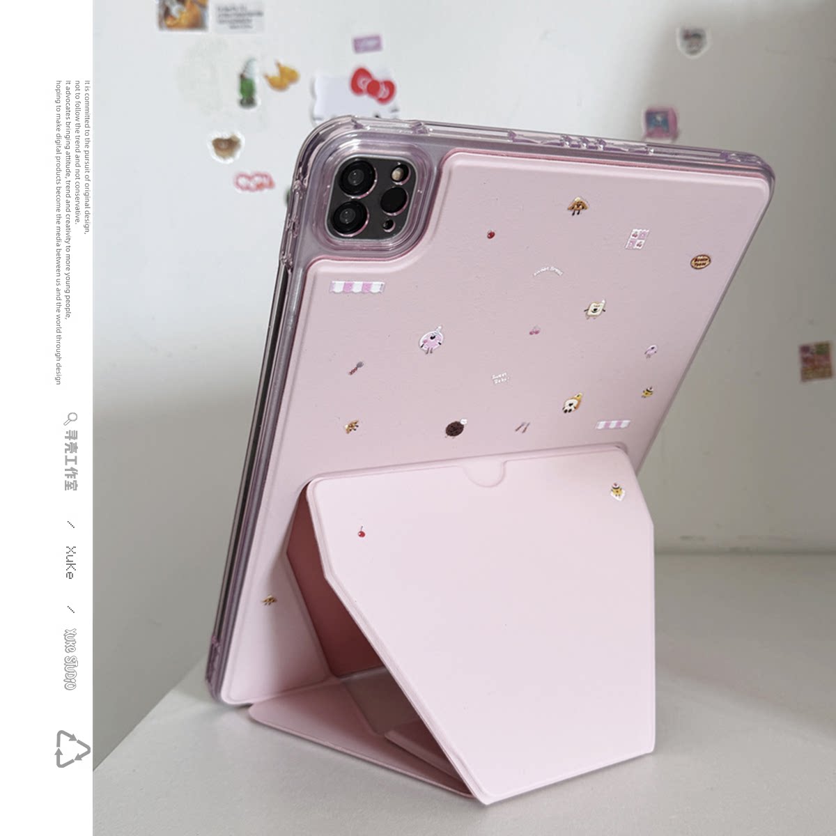 ins可爱吐司甜圈粉色亚克力折叠支架2025适用苹果华为小新米荣耀ipad第10代保护套89pro全包平板壳air4防摔女