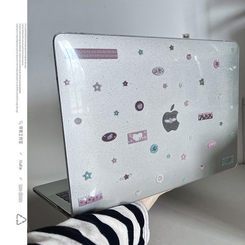 ins韩风镭射草莓音符2025款适用macbookair保护壳13.6寸m4苹果macbookpro套15笔记本电脑14寸16键盘膜air透明