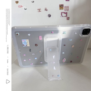 ins韩风翅膀草莓星星透明支架可调节适用苹果三星华为2025ipadpro保护套平板Air34678壳第十代小米Matepad女S