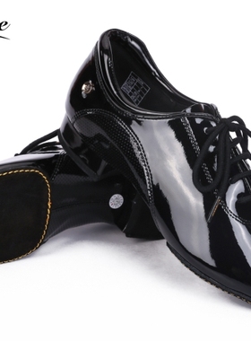 现货升级版ADSdance专业男士摩登舞鞋两点底漆皮比赛表演专业舞鞋