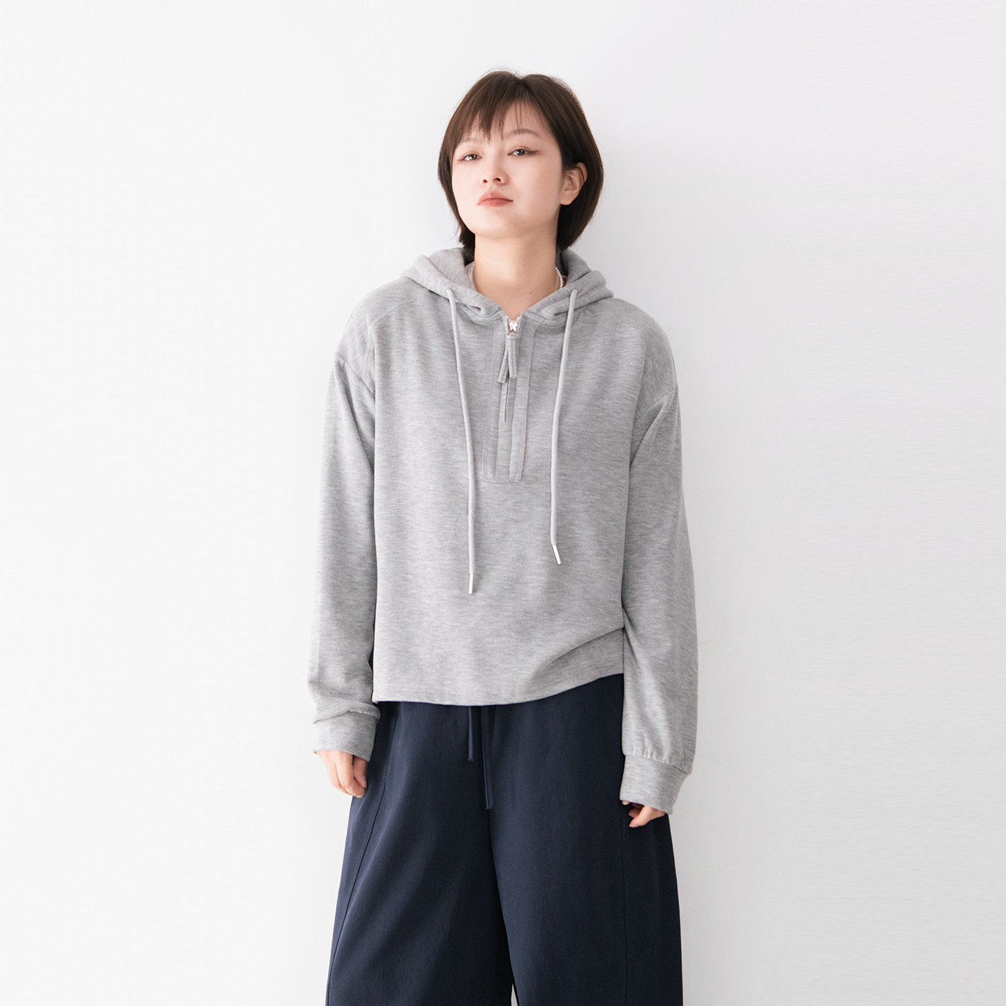 连帽半开襟套头长袖拉绒长袖T恤女纯色百搭打底休闲连帽衫,女装/女士精品,T恤,淘宝优惠券,粉丝福利购,淘宝优惠卷