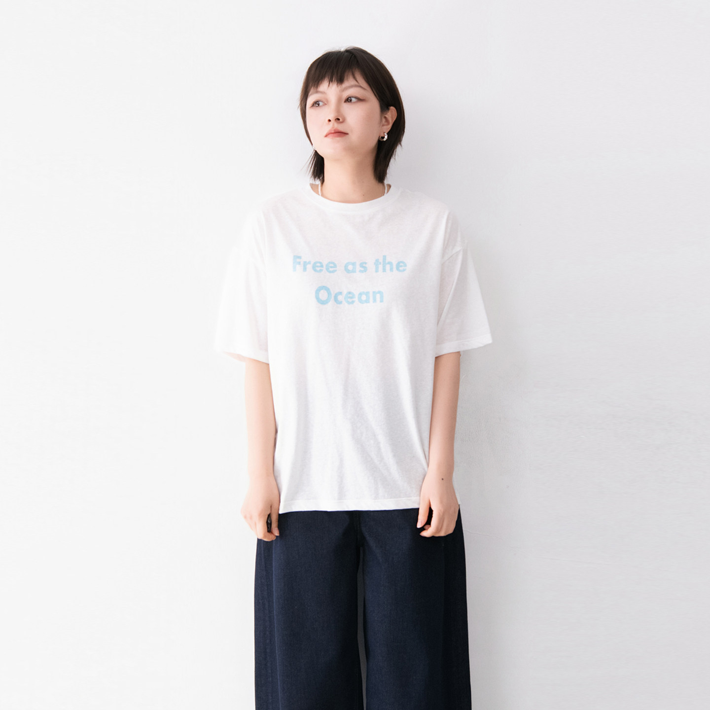 竹节棉质圆领套头字母印花短袖T恤女柔软亲肤舒适春夏新款上衣