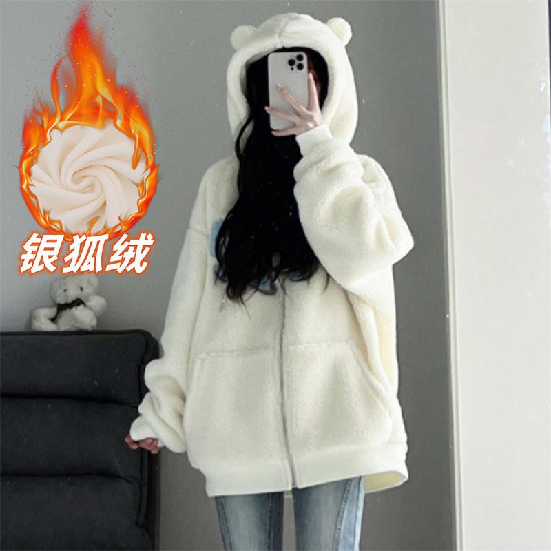 银狐绒羊羔绒外套宽松