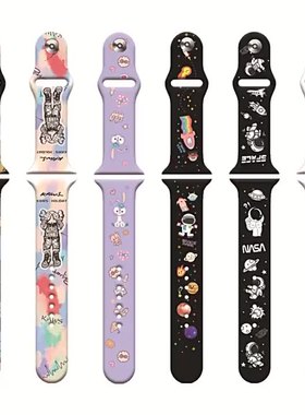 华强北S7手表带HW22 DT7+M26Plus腕带DT100max卡通硅胶印花替换带