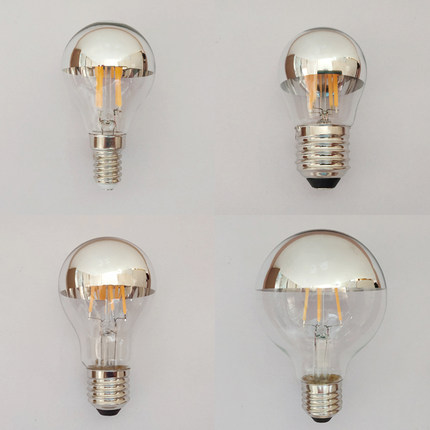 半电镀银色无影爱迪生灯丝LED镜面反射装饰氛围E14E27灯泡