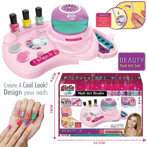 跨境 DIY儿童美甲机套装仿真过家家女孩甲油美甲台指甲烘干机玩具