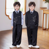 出租新中式 西装 男童刺绣国风马甲花童周岁礼服男孩主持钢琴演出服