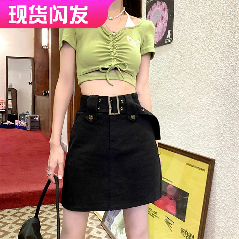 胖mm黑色牛仔女夏包臀裙大码显瘦a字网红爆款