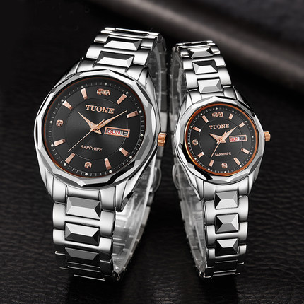 帝宏情侣手表一对石英表男钨钢防水天王星女钢带超薄情侣手表