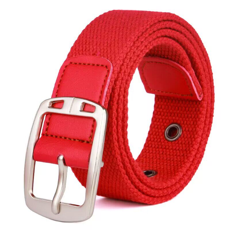 男女通用红腰带帆布腰带合金百搭