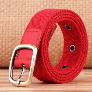 红腰带男士女士帆布腰带女款牛仔裤军训皮带简约韩版个性青年