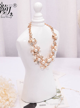 白色极简半身模特架 首饰展示架项链手链收纳架 珠宝展示橱窗陈列