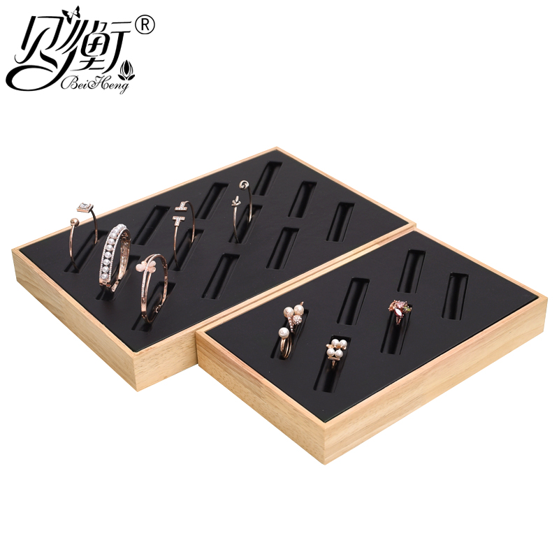 贝衡实木手镯架饰品展示架简约立式原木银质手镯收纳盘儿童手镯盘