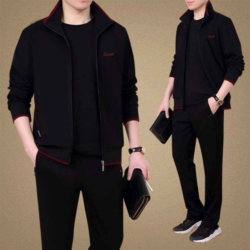 中老年人运动套装男爸爸装春秋季休闲运动服套装男两件套父亲装棉