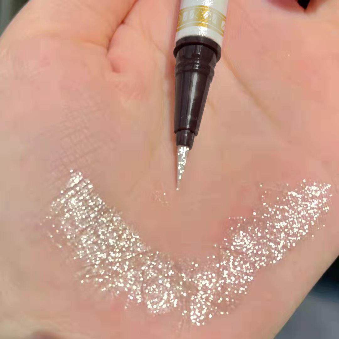 [闪闪钻石]蚕笔亮眼2合1超细珠光液体眼线笔，自然持久
