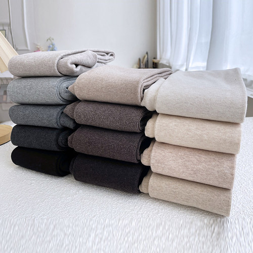 秋冬900D薄绒棉质竖条纹羽毛绒燕麦白显瘦保暖美腿打底连裤袜子女