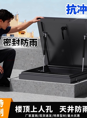 定制防雨天窗楼顶防水盖板楼顶检查口加厚天井屋顶上人孔手动天窗