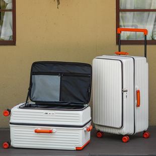 新款 宽拉杆侧开扩容深仓学生行李箱大容量女旅行拉杆箱杯架皮箱男