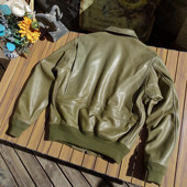 软糯垂坠 橄榄绿色空皮夹克 美产无涂水染小牛皮