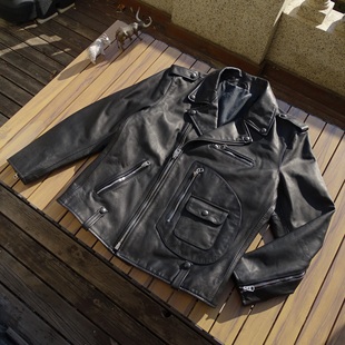 年底福利秒杀 头层牛皮机车真皮皮衣 J24斜拉