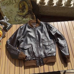 A1飞行服皮夹克新西兰绵羊皮男士真皮皮衣短款外套