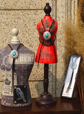 男女通用【波洛结领带】bolo tie冷珐琅镀银牛皮绳美式西南纹饰项