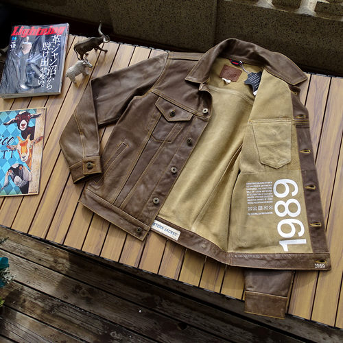 仅42件手工做旧复古牛皮代工外贸出口无里西部牛仔真皮皮衣