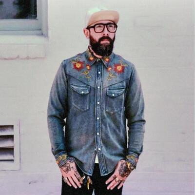 音乐家衬衫重工刺绣酵素洗旧轻便孟加拉靛蓝茶芯小牛犊皮男女中性