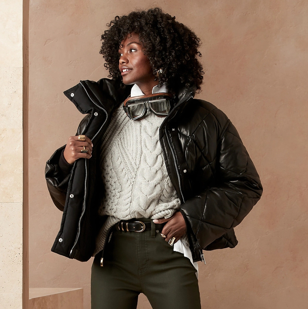 出美冬款短款廓形女皮羽绒