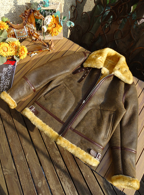 烟熏霜黄色【B6剧组采购款】土耳其泰迪原生态龟裂羊皮毛一体