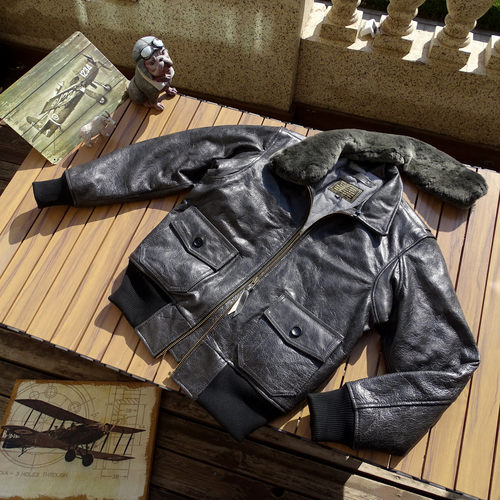 G1海军潜艇军官白茶心牛皮衣