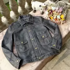 [Bangladesh Imported Tea Core Calfskin] Heavy Washed, Distressed, Color Rubbed, Lightweight American Style Bag Flower Denim