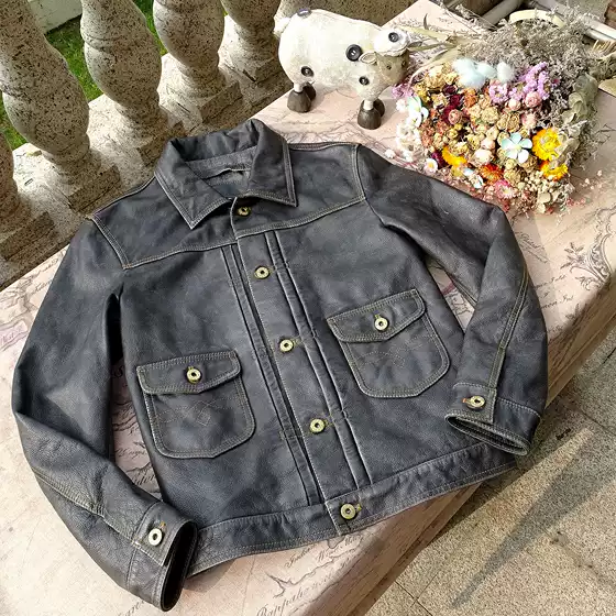 [Bangladesh Imported Tea Core Calfskin] Heavy Washed, Distressed, Color Rubbed, Lightweight American Style Bag Flower Denim