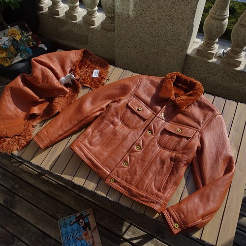 原生态羊皮毛一体西部牛仔短款