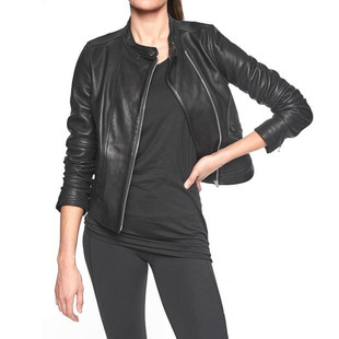 代工新款 户外昂贵绵羊皮日产高逼格拉链女真皮皮衣