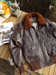 结实耐磨小山羊皮 G1飞行服脱卸毛领 因有味赔本抛售仅90件 美版