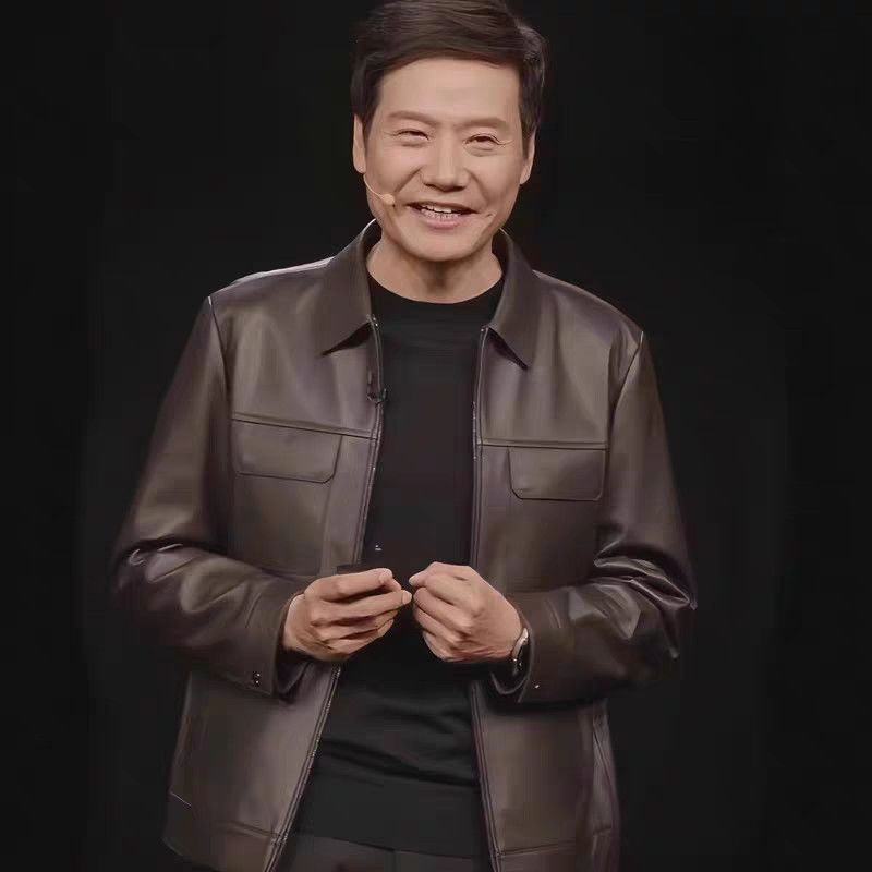 赔本抛售【雷总同款】超轻薄头层小羊皮真皮衣工装翻领修身男