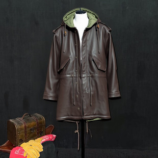 年底福利秒杀【M51鱼尾风衣】厚新西兰羊皮中长款连帽真皮衣男女