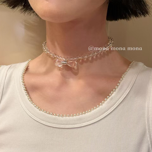 MONA张绮贤同款小众设计高级感蝴蝶结项链锁骨链可调节2026新款潮