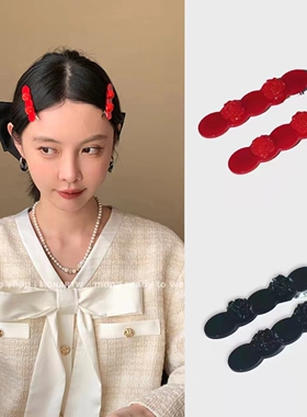 MONA张绮贤同款玫瑰花发夹女时尚百搭醋酸鸭嘴夹边夹刘海夹头饰潮