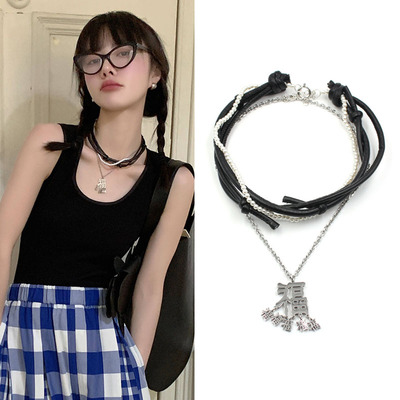 双层缠绕皮绳项链，个性吸睛