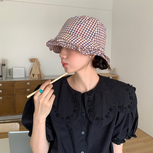 【春日彩虹】春夏新款维希格纹花边渔夫帽夏季出游显脸小遮阳盆帽