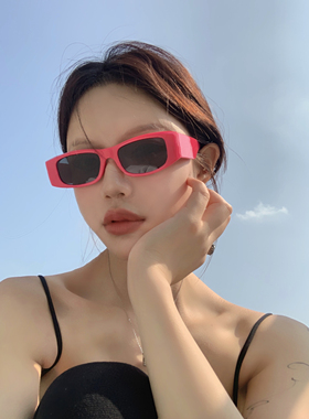 甜酷辣妹显白玫红色遮阳墨镜女潮